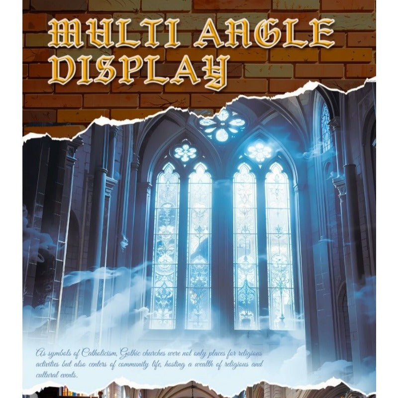 gothic cathedral building block set assembled model close-up
