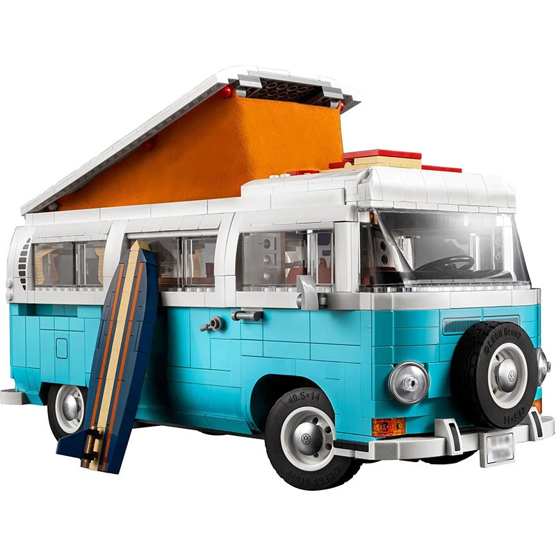 Assembled classic camper van building block model