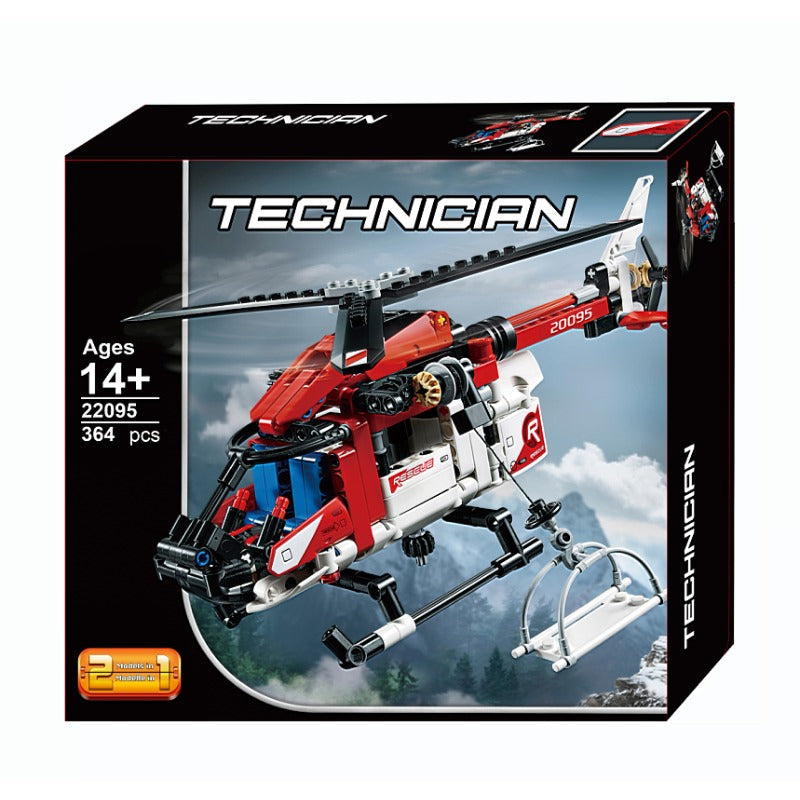 Side profile of the completed helicopter brick build