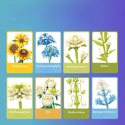 Sunflower bouquet building set, display view