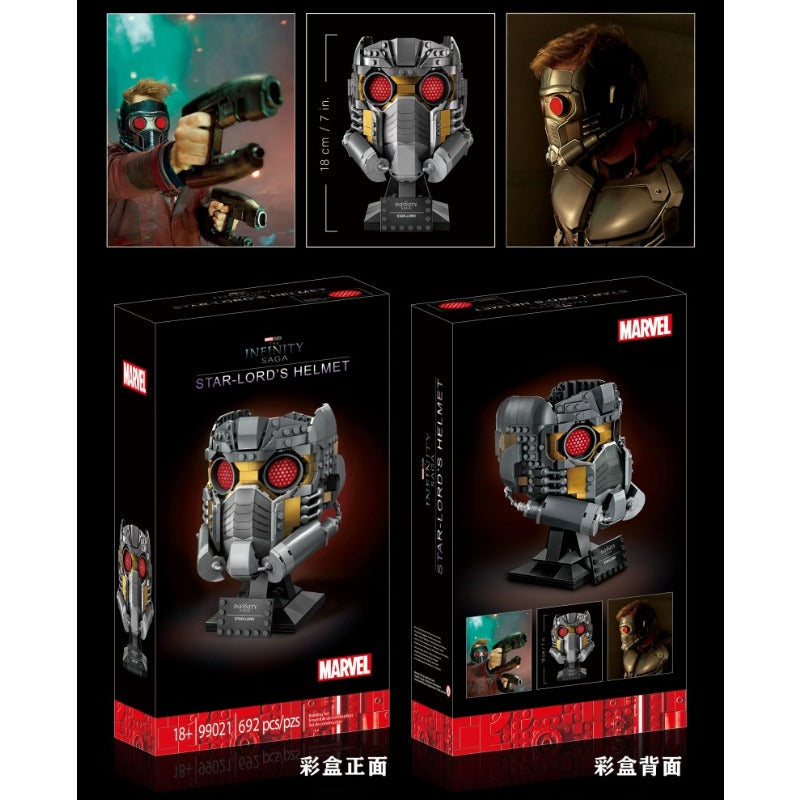 Second view of the 692-piece Star-Lord helmet brick model