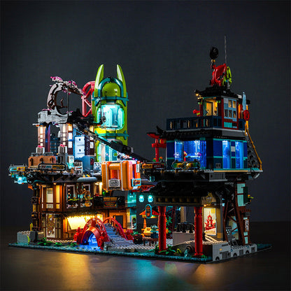 City markets building block set with LED lighting option