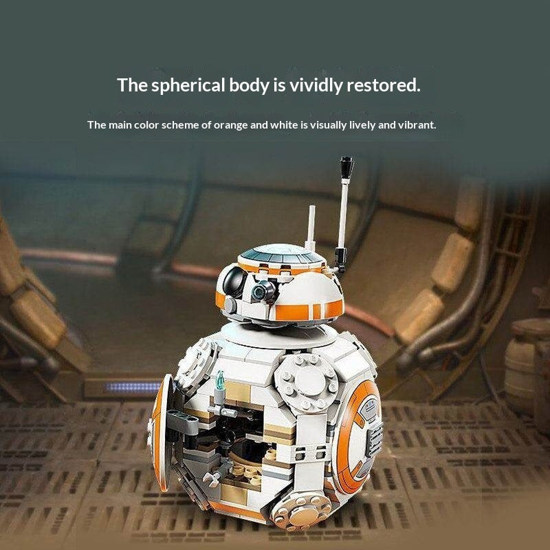 Close-up detail of the astromech droid brick build