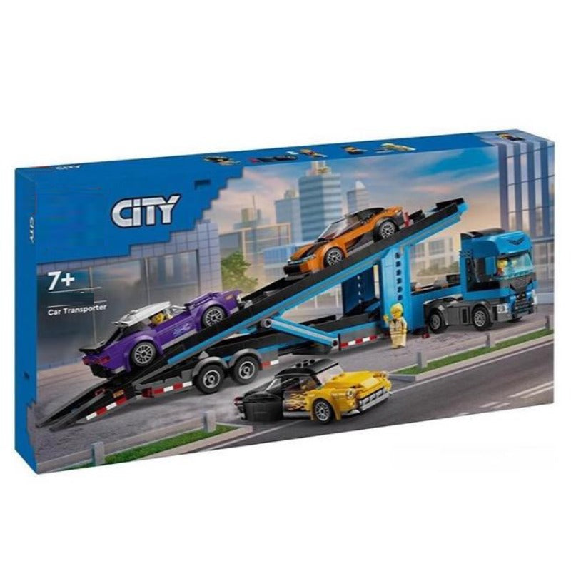 Car transporter block set image for display and collection use