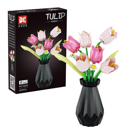Tulip bouquet building set, display view