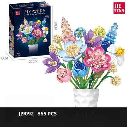 Fingertip Romance flower building block set assembled display