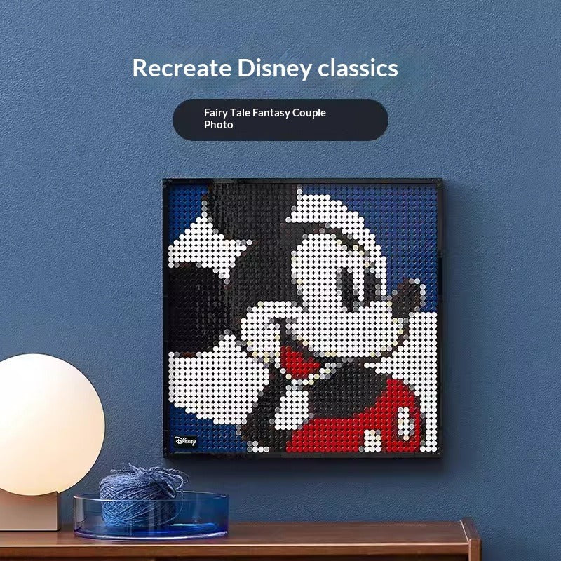 Close-up of Mickey Mouse brick build