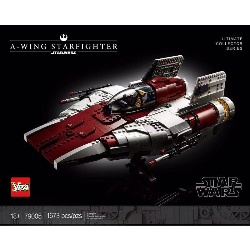 Assembled A-Wing Starfighter building block set with 1673 pieces