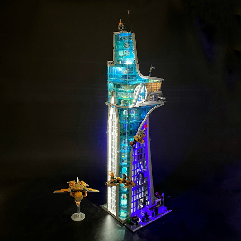 Additional view of the Avengers Tower brick model