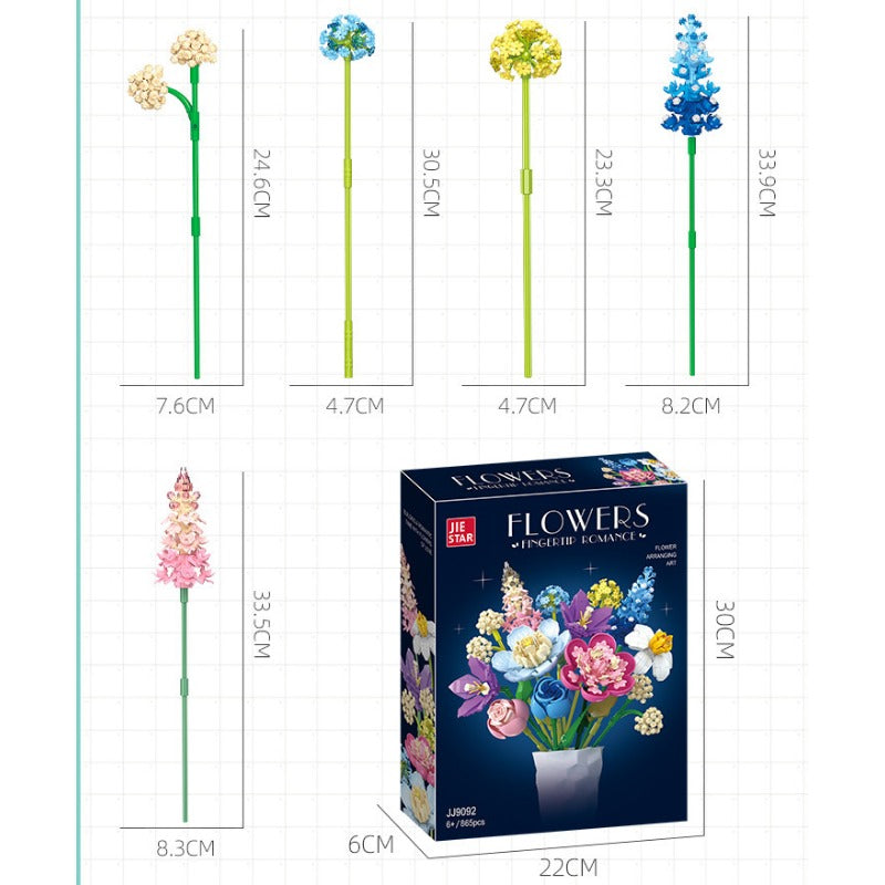 Fingertip Romance flower building block set display example