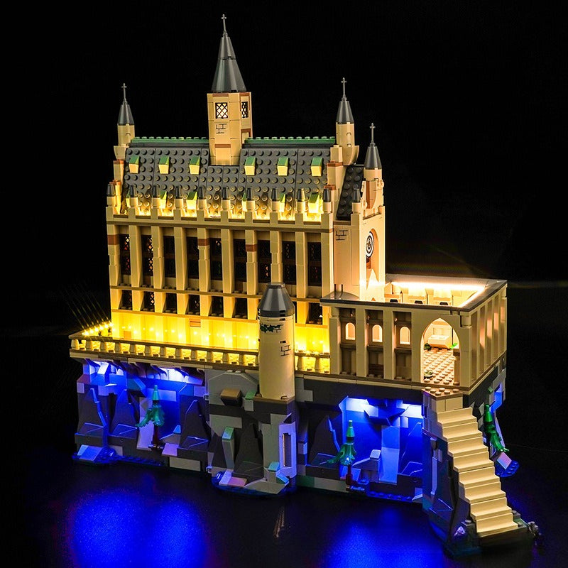 Side angle of the open-back great hall building set