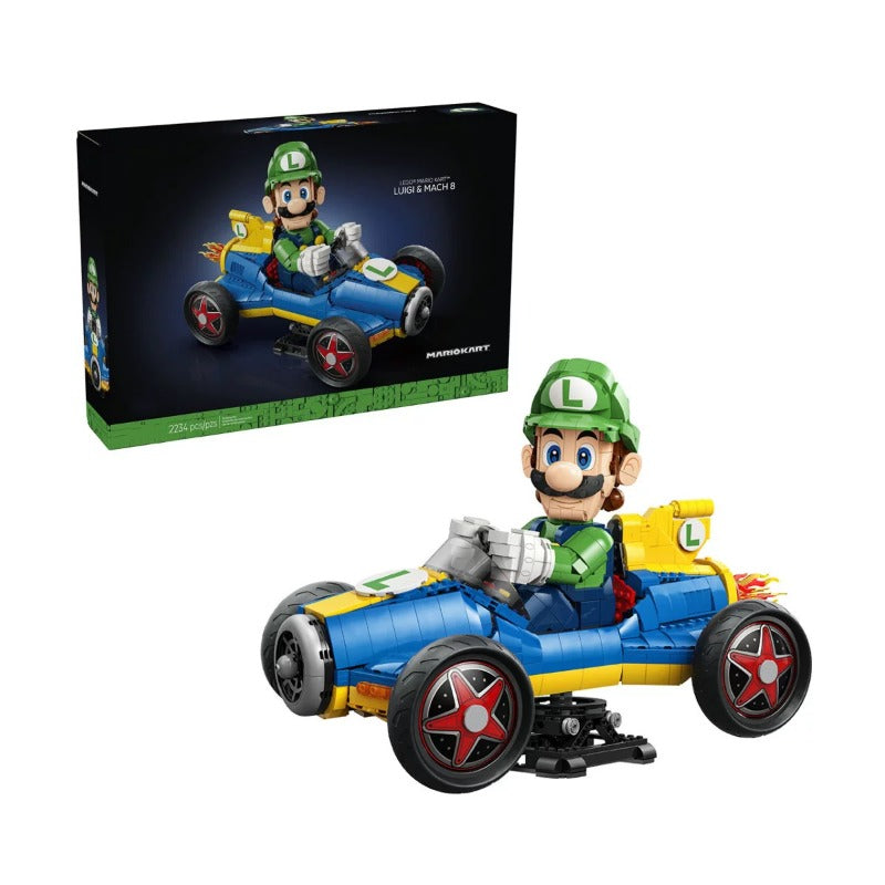 Mario Kart Luigi and Mach 8 racing kart building block set