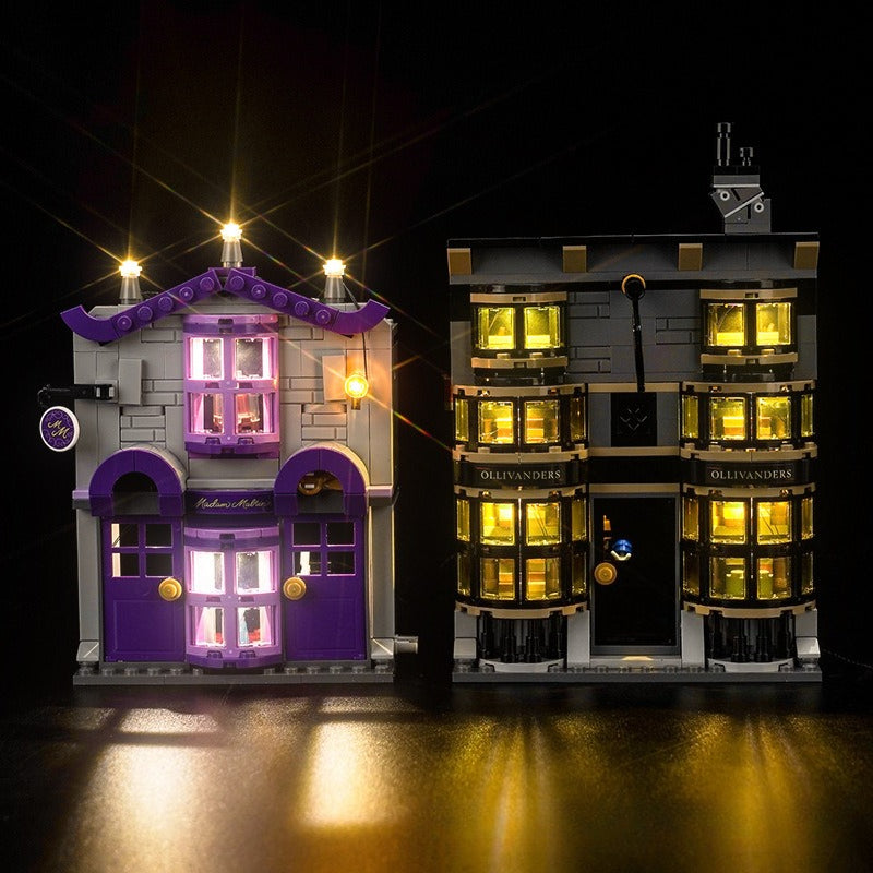 Wand shop and boutique building shown lit up with the LED kit