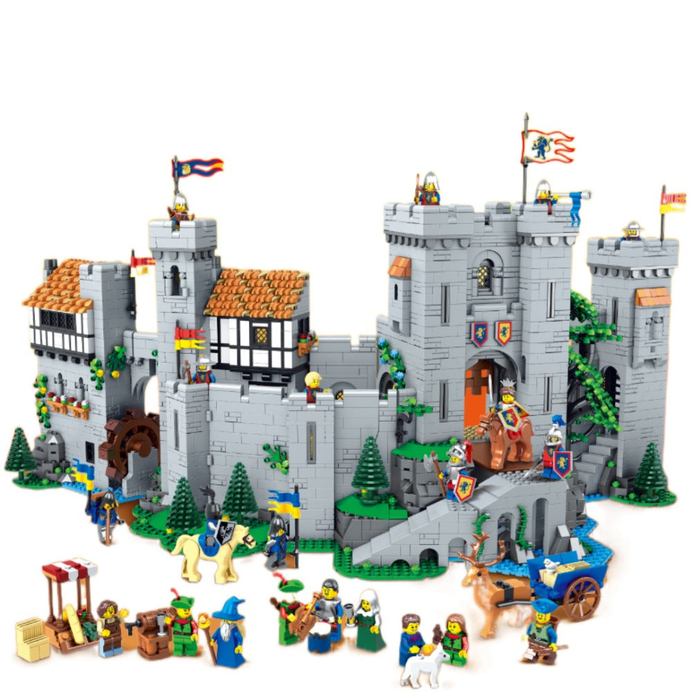 Assembled enchanted lion castle building block set