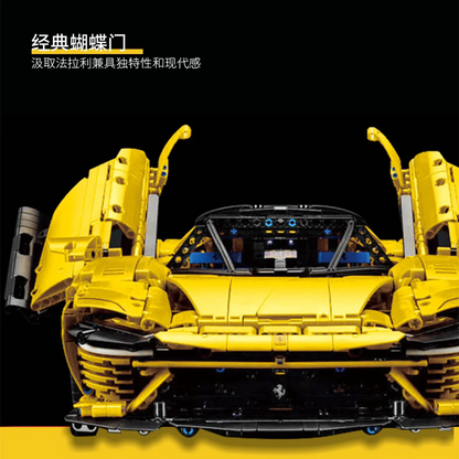 Italian track-inspired supercar building block model, side profile view
