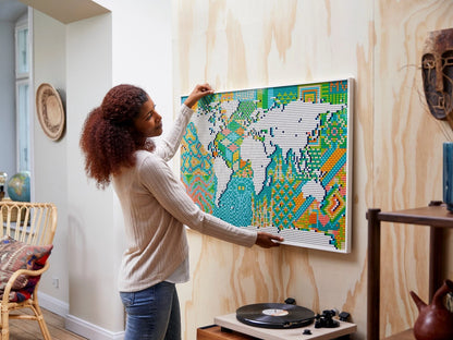 World Map Wall Art Building Set 31203 – 11695 PCS Mosaic Decor | Premium Collector Display Brick Set