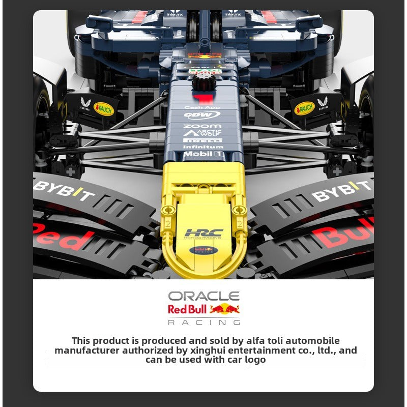 championship Formula racing car building block model, rear view